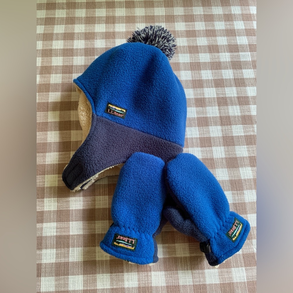 L.L. Bean Toddler Boys Mountain Classic Fleece Hat & Mitten Set - Size 2T-4T